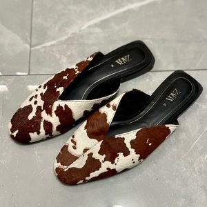 ZARA COW PRINT MULES